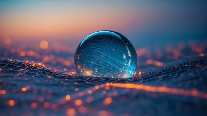 Clear globe on digital wave
