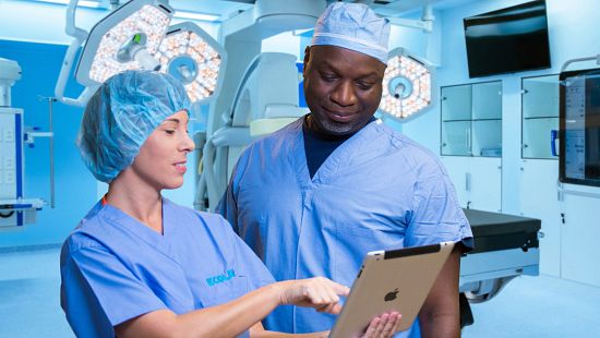 ORP iPad Blue Background doctor and nurse in operating room